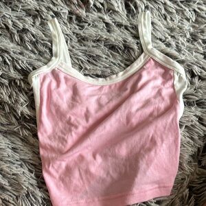 pink and white top